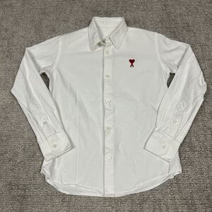 Ami Paris Shirt Mens 34 Oxford Button Down White Heart Logo Travel Work Luxury